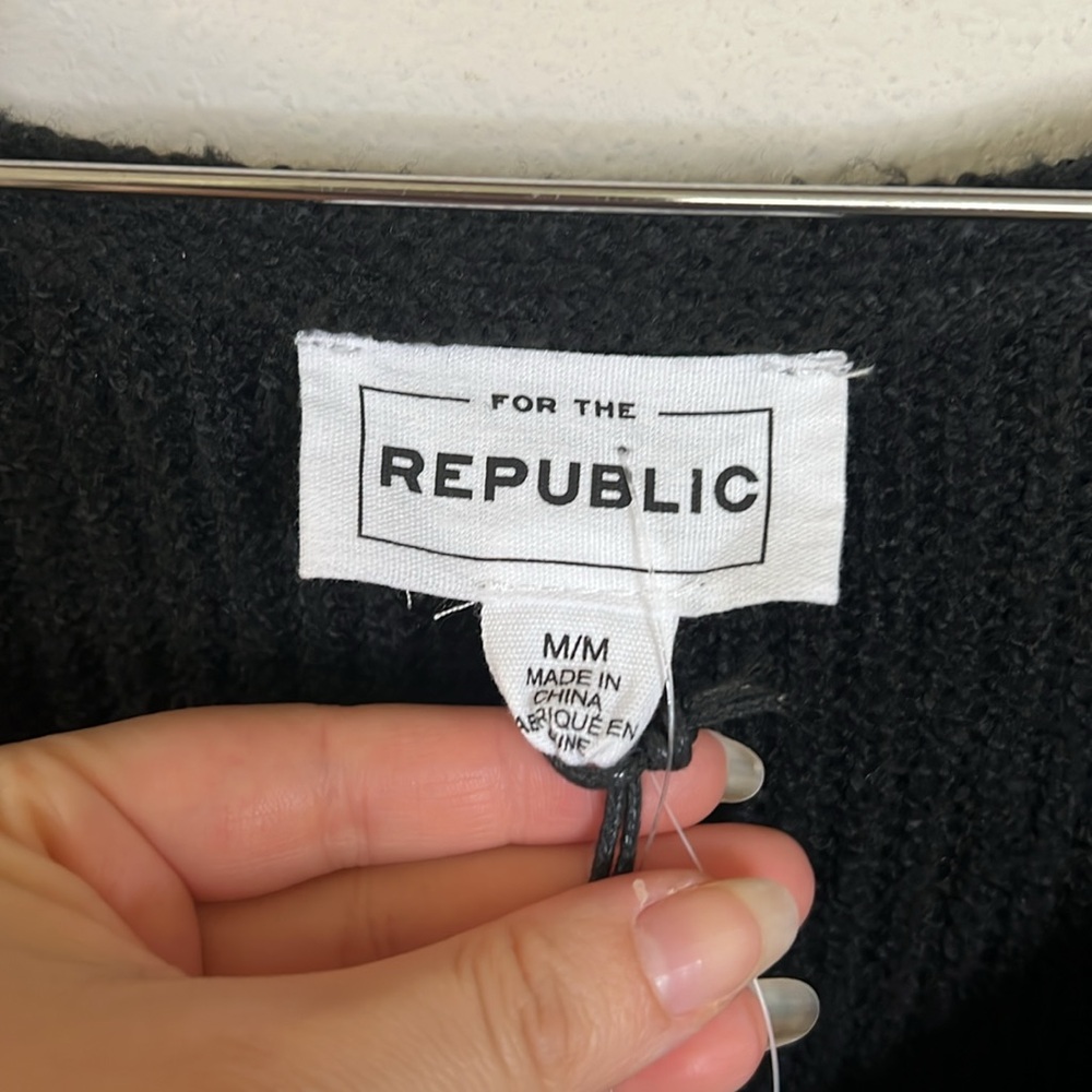 For the Republic Black Knit Sweater Womens Size Medium Fall Winter Casual Cozy - Picture 7 of 13